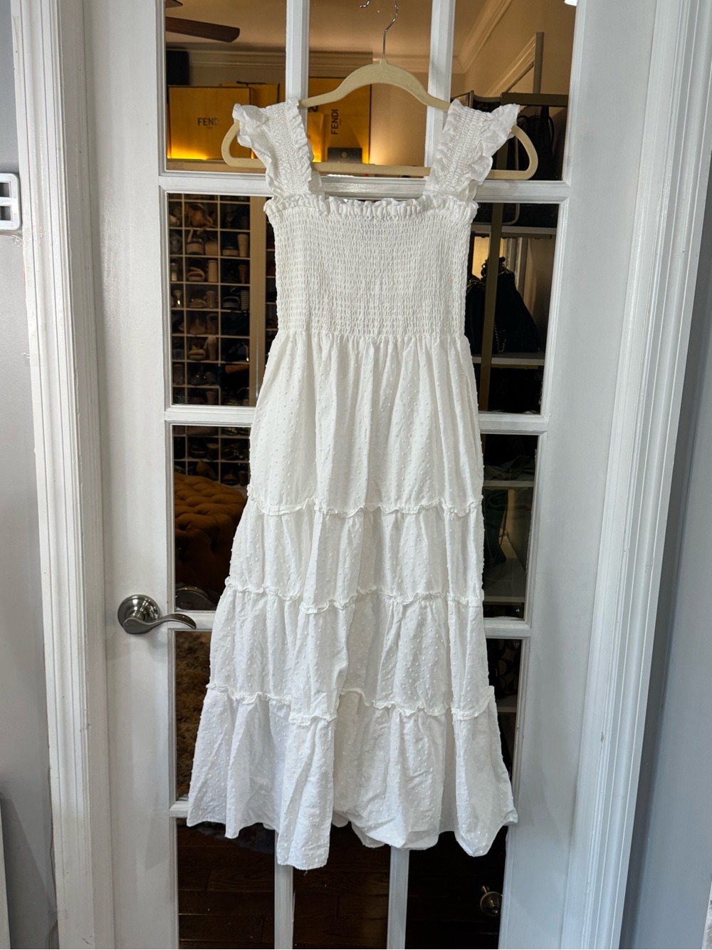▫️⚪️ White Ruffled Smocked Maxi Dress ⚪️▫️ - Picture 2 of 7